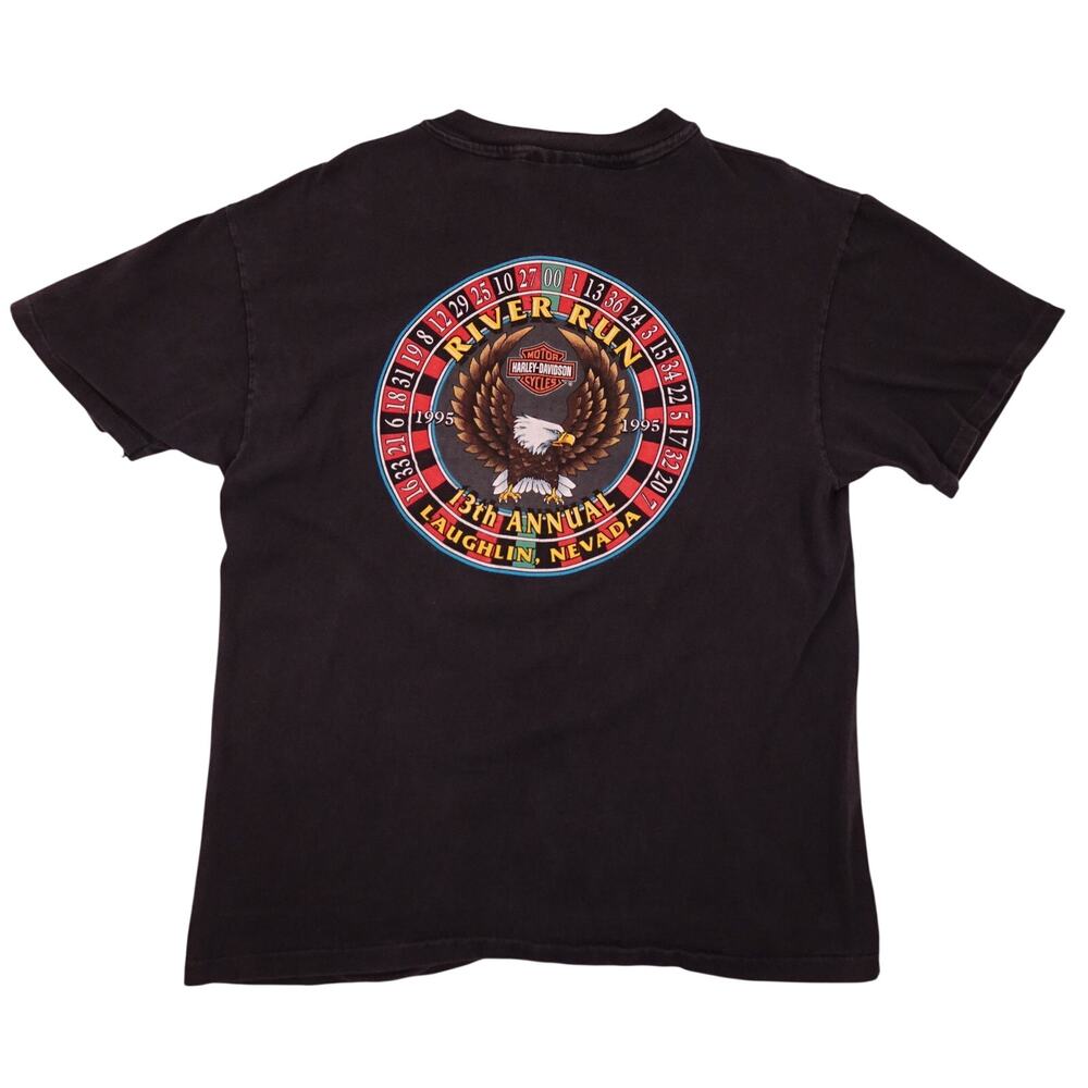 1995 Harley Davidson t-shirt Large Laughlin River Run Roulette Single Stitch USA